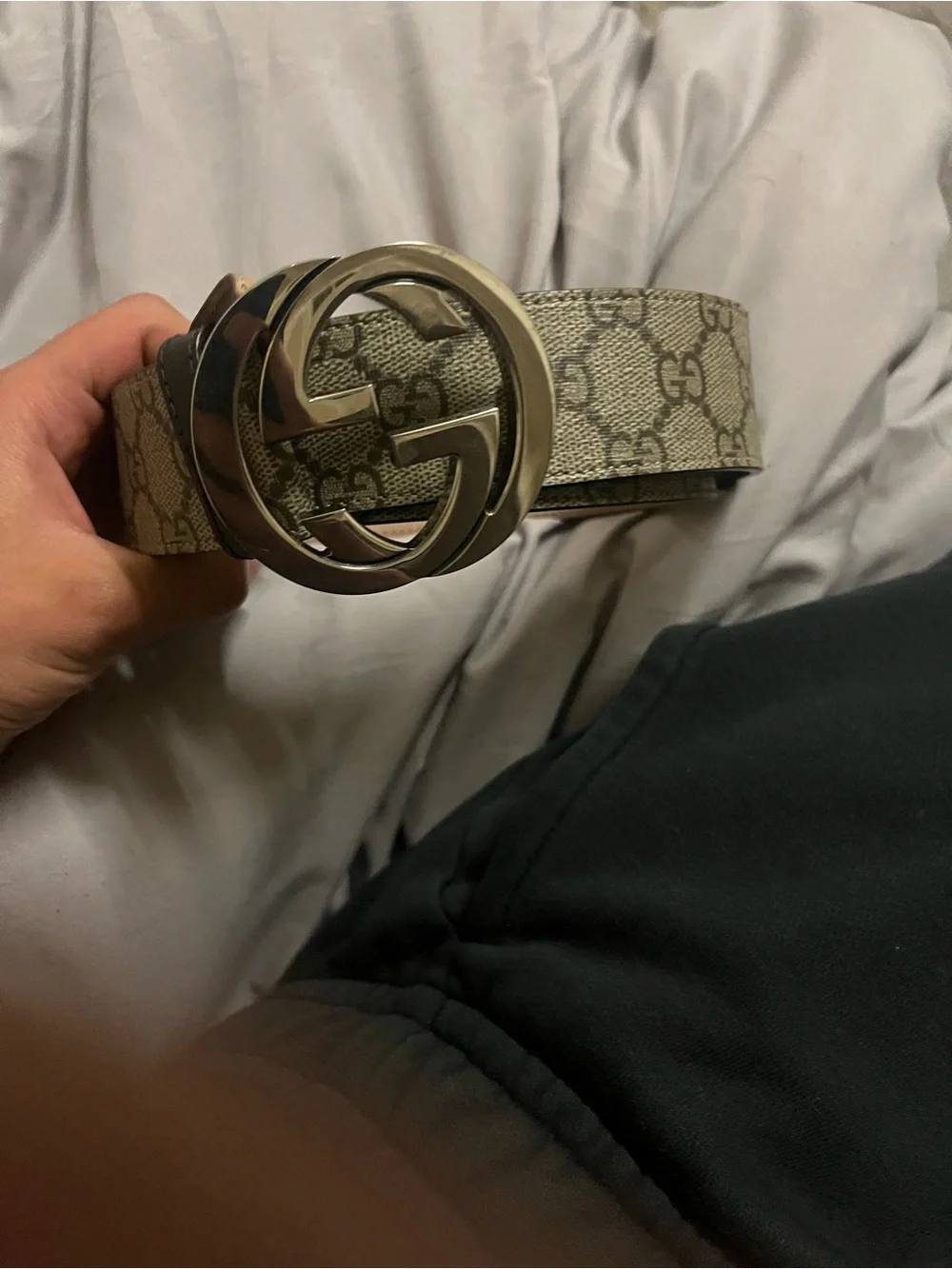 Gucci GG Logo Buckle Monogram Canvas Belt - Beige - Picture 3 of 3